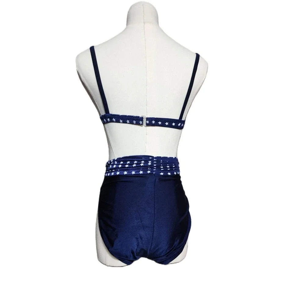 Vintage 80s La Blanca SexyPolka Dot Bikini High Waisted Strapless Swimsuit Sz 10
